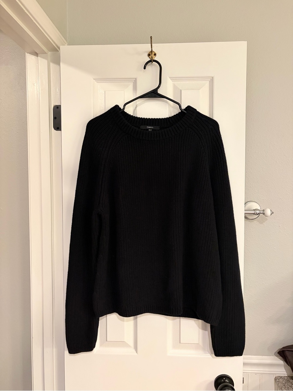 Quince Women’s Black Knit Sweater XL 100% Organic Cotton Long Sleeve Pullover